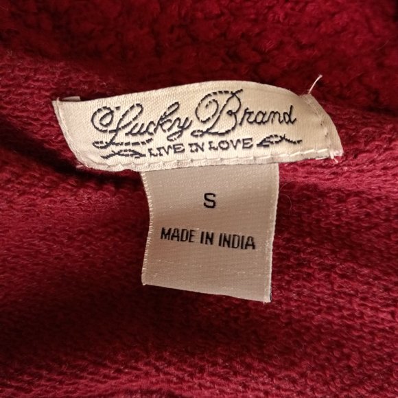 Lucky Brand Small Cardigan Waterfall Open Front Drape Pockets Red - Picture 8 of 11